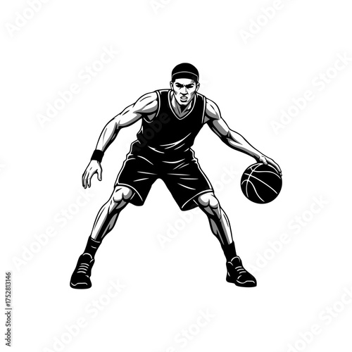 silhouette of a basketball player competing