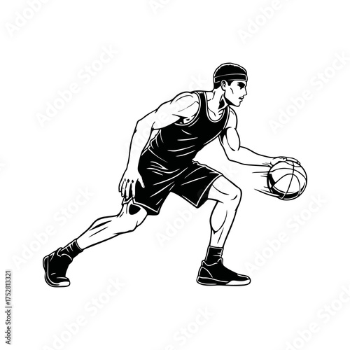 silhouette of a basketball player competing