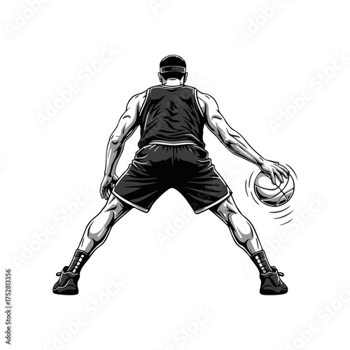 silhouette of a basketball player competing