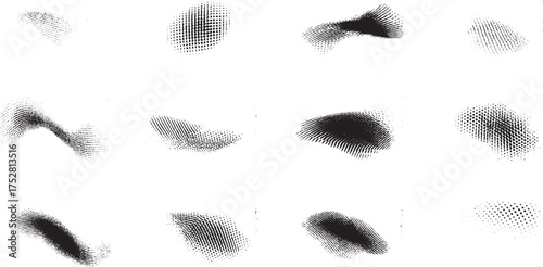 Black halftone dots forming zigzag wave pattern on white background for modern minimal abstract design 