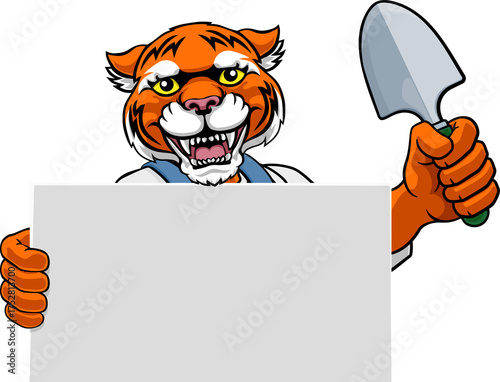 Gardener Tool Tiger Cartoon...
