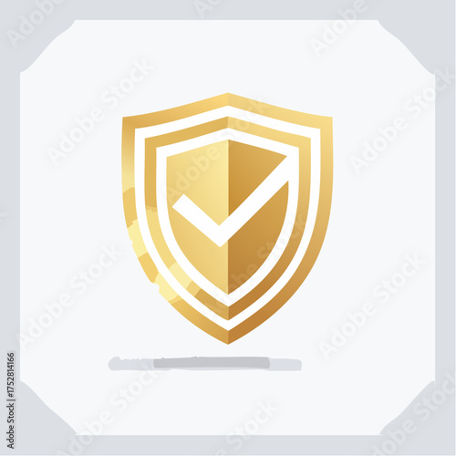 Simple Gold Shield Icon Representing Security and Protection.