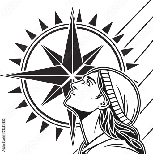 Hand-drawn bunting flags and stars festive decoration design element isolated on transparent background