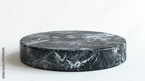 A Dark Marble Pedestal on a White Background.