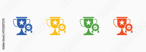 Achievement Icon Set Color Multiple Style Collection