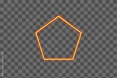 Bright golden illuminated pentagon outline with fiery glow and brilliance effect isolated PNG