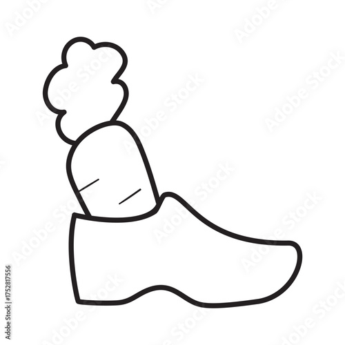 Holiday Boot with Carrot outline icon. Vector illustration. Holiday design for Sinterklaas tradition.