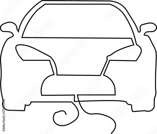 Single continuous line art car front simple elegant automotive vector design