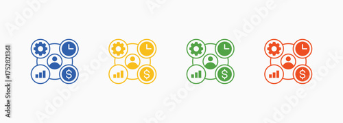 Project Management Icon Set Color Multiple Style Collection
