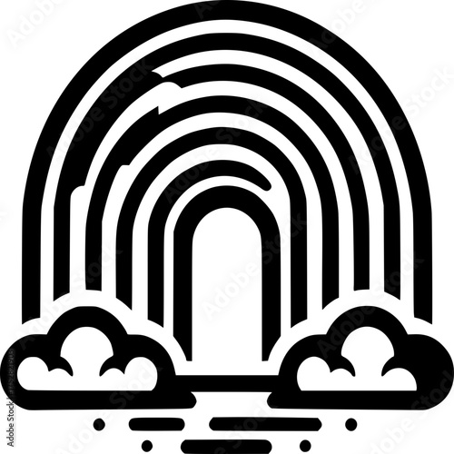 Rainbow Icon: An illustrative symbol of a vibrant arc of light spanning across the sky, accompanied by fluffy cloud formations. The image captures the optimism of nature. 