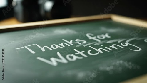 Hand Writing Thanks For Watching On A Chalkboard