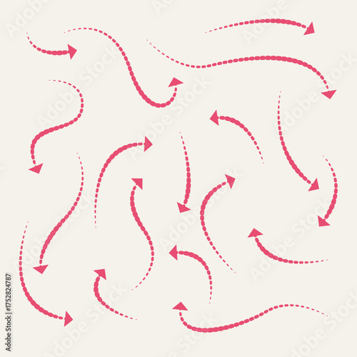 Curve arrow icon set. set of red long curve arrow for app and ui design. long up arrow icon set