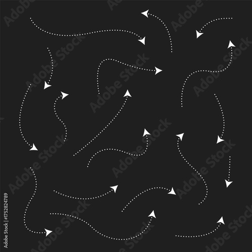 Curve arrow icon set. set of white long curve arrow for app and ui design. long up arrow icon set