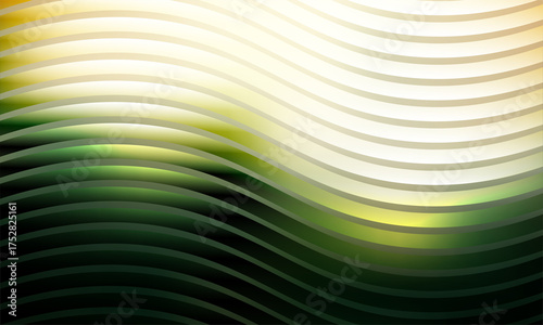Elegant vibrant abstract background design with wavy or curvy lines in repeating pattern, showcasing blend of colors like green, yellow and orange for creating dynamic visual experience. Background
