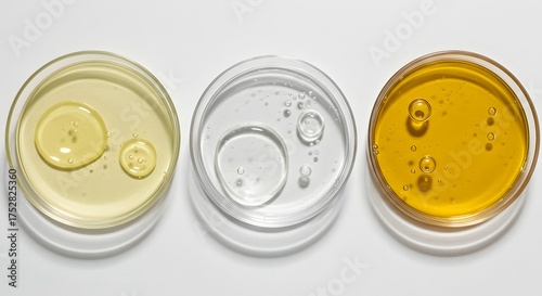 Cosmetic Serums and Oils in Laboratory Dishes
