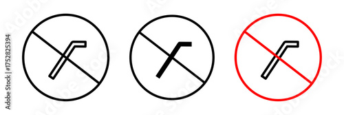 Stop using the plastic straw icon vector icon set in stroke, filled and colored concept for web design.