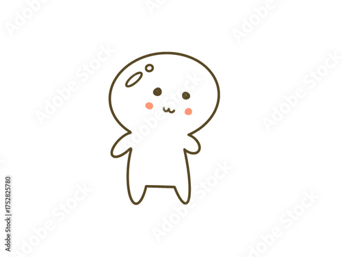 Cute Character Looking Down / 斜め下を見ている可愛いキャラクターのイラスト