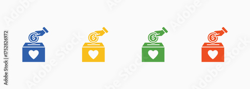 Donation Icon Set Color Multiple Style Collection