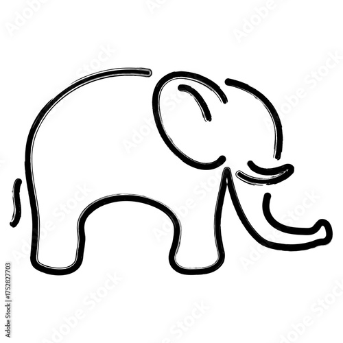 Ταπετσαρία elephant icon, brush strokes, vector illustration on white background