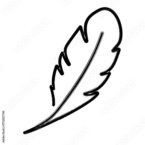 feather icon, brush strokes, vector illustration on white background.