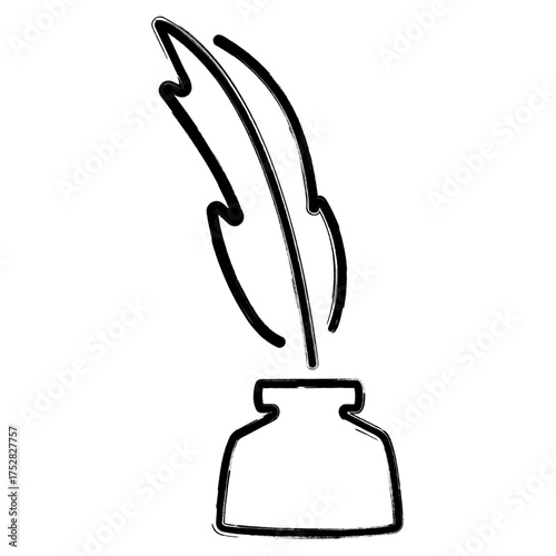 feather icon, brush strokes, vector illustration on white background.
