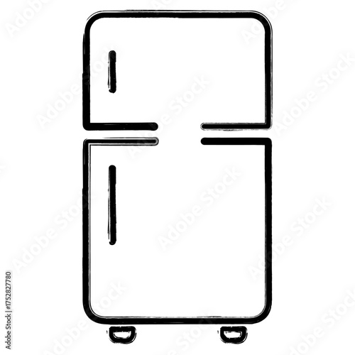 fridge icon, brush strokes, vector illustration on white background.