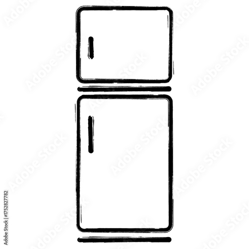 fridge icon, brush strokes, vector illustration on white background.