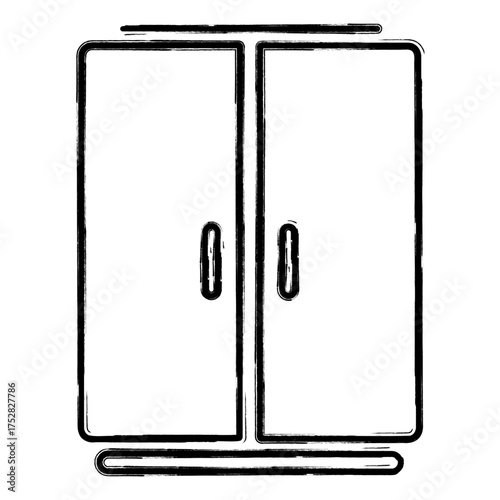 fridge icon, brush strokes, vector illustration on white background.