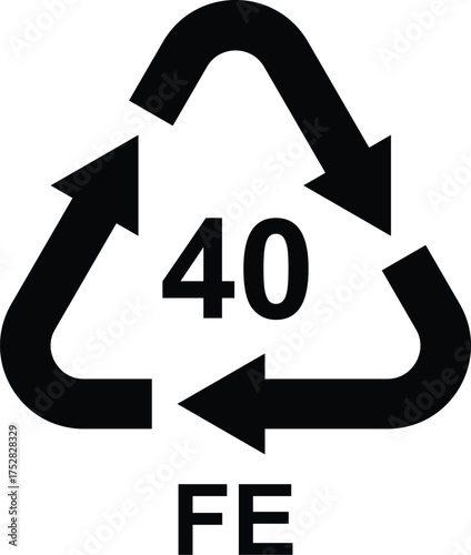 Recycling symbol for FE 40 vector icon for packaging and waste management isolated on white