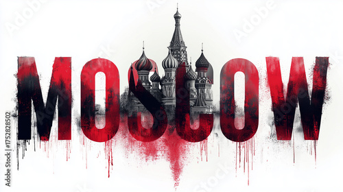 City Skyline of Moscow, Moscow Russia Douple Exposure