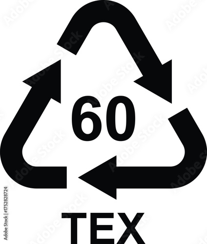 Recycling symbol for textiles vector icon for material marking isolated on white background