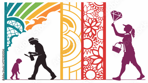 Colorful Stages of Woman's Growth: From Creative Learning to Career Success. Personal Development, Goal Achievement, and Future Empowerment.