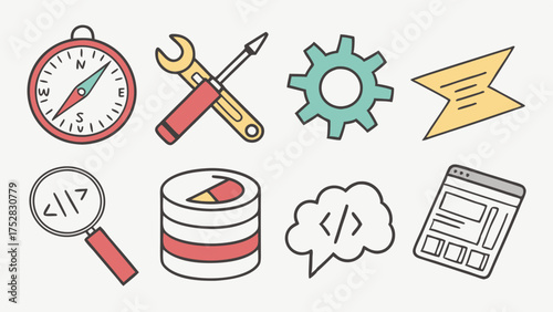 Developing Web and Software Icons for Digital Strategy, UI UX Design, Data Analytics, and Business Solutions