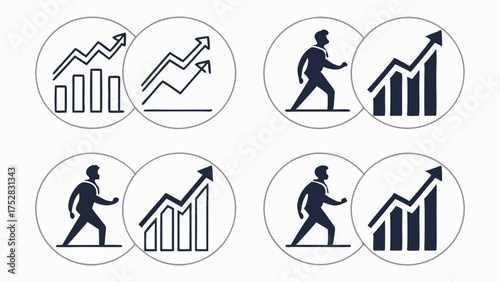 Determined Businessman Stepping Up Towards Growth Chart for Career Advancement Financial Success and Personal Development
