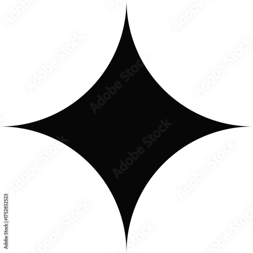 Wallpaper Mural A minimalist black four-pointed star shape with curved points on a white background. Clean and geometric. Torontodigital.ca