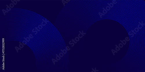 Circle lines abstract vector background. Minimal geometric circular dark blue pattern. Technology design concept. Modern shiny rounded lines banner