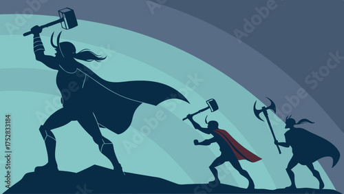 Strong Silhouettes of Determined People Progressing Upward for Business Growth, Leadership Development, and Success