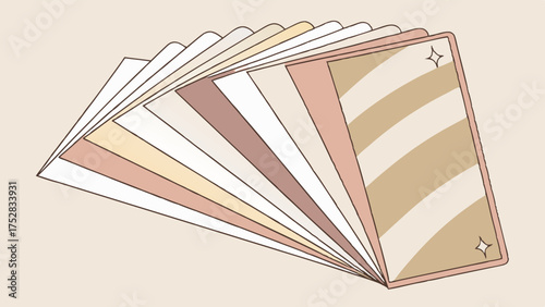 Minimalist Pastel Fanned Cards Illustration for Creative Business Branding, Marketing, UI Design, and Elegant Project Planning
