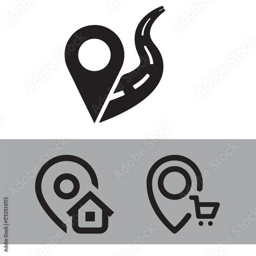 Map Location and Route Marker Vector Icons – GPS Navigation and Travel Design