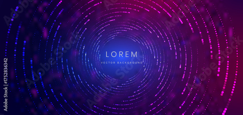 Technology digital dot element data network communiction on blue and pink background.