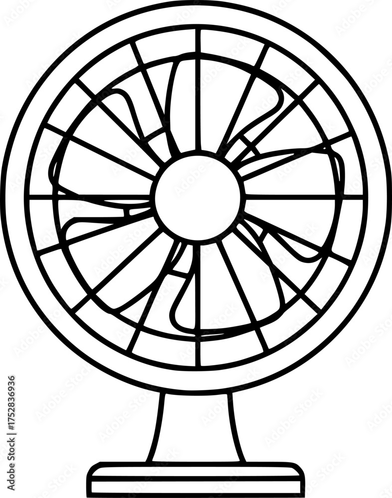Fototapeta premium a fan in outline style, vector