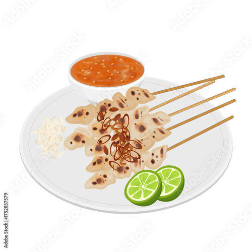 Vector Illustration Logo Clipart Delicious Sate Taichan or Taichan Satay 