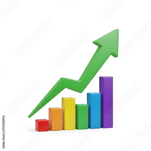 Free Download Bright green arrow graph showing upward trend and financial growth with colorful bars. - GFXLoad