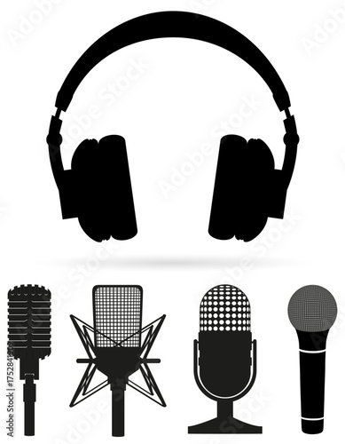 headphones with microphone cartoon stock vector illustration isolated on white background