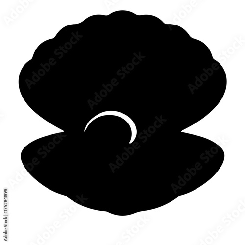 Elegant black and white oyster with pearl isolated on white background for jewelry