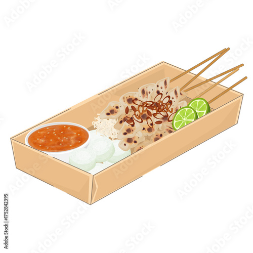 Vector Illustration Logo Clipart Sate taichan Indonesian Chicken Skewer
