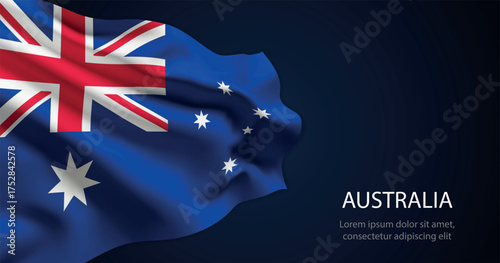 Australia national flag with elegant folds on dark background
