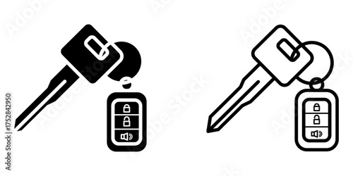 Car key icon set on white  background