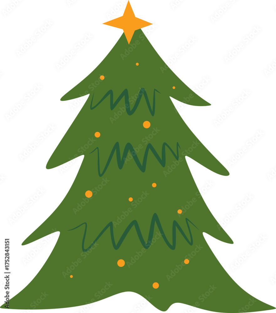 Fototapeta premium Christmas Tree Decorated with Stars