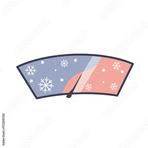 Snowflakes on windshield wiper gauge with cold weather theme  